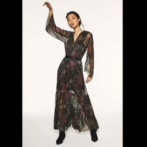 Ba&sh Hendrix Dark Floral Robe Dress